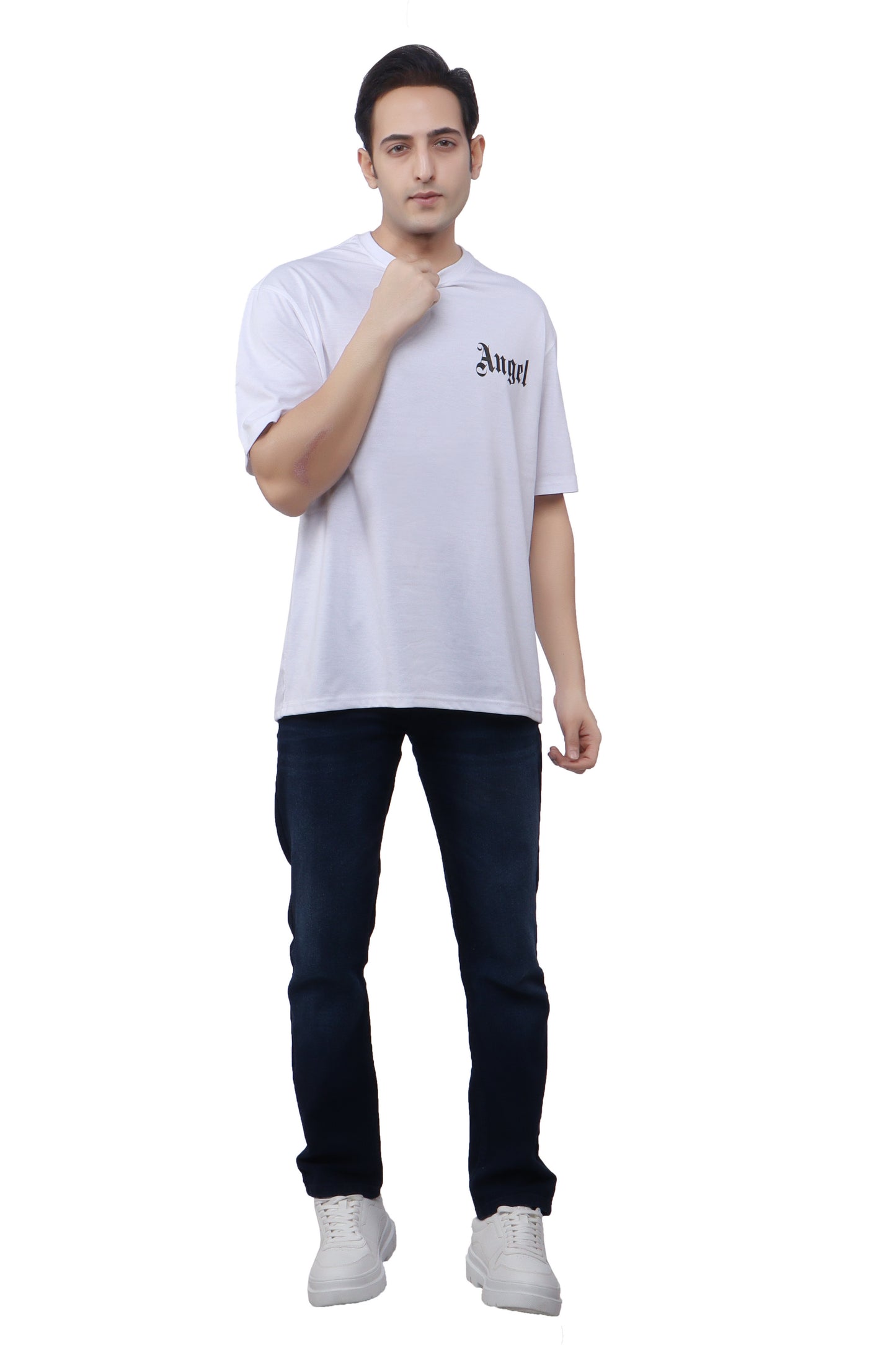 ANGLE WHITE OVERSIZED T- SHIRT